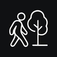 Simple Line Art Illustration of a Person Walking Near a Tree vector