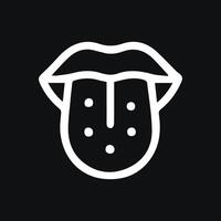 Abstract tongue illustration in simple line art style on dark background vector