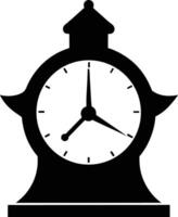Elegant Black Mantle Clock Showing Time, Classic Design, Simple Silhouette, Minimalist Style, Home Decor, Time Management, Punctuality, Vintage Aesthetic, White Background vector