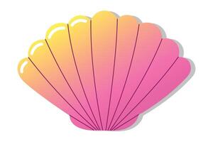 Vibrant gradient seashell with pink and yellow hues on white background. vector