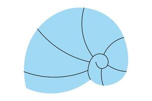 Blue seashell abstract illustration with swirling patterns. vector