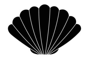 Black and white geometric seashell design with symmetrical lines. vector