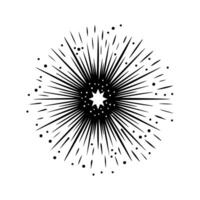 Black and white starburst explosion with radiating lines and dots vector