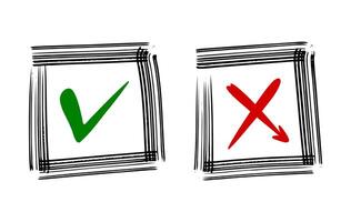 Checkmark and Cross Mark Symbols Representing Choices vector
