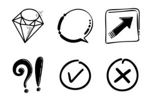 Collection of Hand-Drawn Icons for Communication, Feedback, and Interface Elements vector