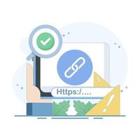 concept of protection from malicious links. suspicious and malicious hyperlinks, safe browsing and warning notifications, security system in browsers. unsafe websites. flat design. vector