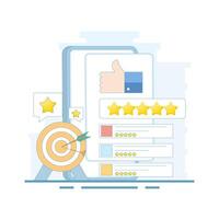 Customer Satisfaction Concept, Customer feedback, rating or review evaluation, user experience or client satisfaction, customer satisfaction with product or service. flat style design. vector