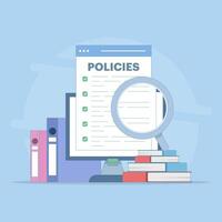 Regulatory compliance rules concept for office employees to achieve business goals, moral and productivity standards, company policies with checklist. Flat style illustration. vector