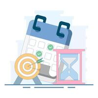 time management concept. Calendar reminder, deadline or meeting reminder, business planning reminder. Calendar marks date and time for meeting reminder. flat design illustration. vector