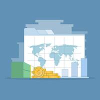 financial data concept or investment market profit report. Business Data Analysis. analysis tab with graphs and statistics. business financial success report. flat style design illustration. vector