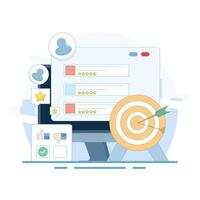 Customer Satisfaction Concept, Customer feedback, rating or review evaluation, user experience or client satisfaction, customer satisfaction with product or service. flat style design illustration. vector