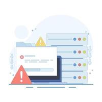 server errors and failures. Poor Hosting Quality. Server Down. Traffic Flood, and DNS Issues. Service Disconnected. Server errors and failures. Flat design illustration on background. vector