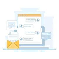 Concept of online chat software, online communication. connected to the network for online communication. using social media chat services, using social media chat services. vector