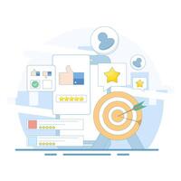 Customer Satisfaction Concept, Customer feedback, rating or review evaluation, user experience or client satisfaction, products and services, customer satisfaction with products or services. vector