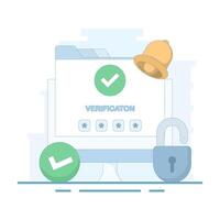 User verification concept, security system. verification check mark. receiving OTP code. one time password for protection. cyber security, secure authentication. flat style illustration. vector