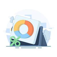 data analysis concept. business planning. pie chart with percentage. Pie Chart Insight. which symbolizes data analysis and interpretation. flat style design illustration on background. vector