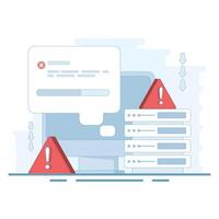 Server errors and failures. Poor Hosting Quality. Server Downtime. Traffic Flood, and DNS Issues. Service Disconnection. Server errors and failures. Flat illustration on background. vector