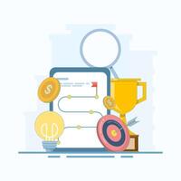 business ideas and startup concepts. Business strategy planning. Strategic planning, a plan to overcome difficulties or obstacles in order to achieve goals or targets. flat style design illustration. vector