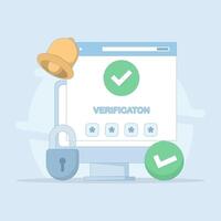 User verification concept, security system. verification check mark. receiving OTP code. one time password for protection. cyber security, secure authentication. flat illustration. vector