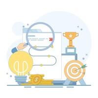business ideas and startup concepts. Business strategy planning. Strategic planning, a plan to overcome difficulties or obstacles in order to achieve goals or targets. flat style illustration. vector