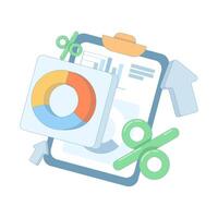 data analysis concept. business planning. pie chart with percentage. Pie Chart Insight. which symbolizes data analysis and interpretation. flat style illustration on background. vector