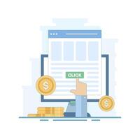 PPC marketing concept, pay per click or CPC PPC, Website paid advertising, internet advertising, Pay per click. Illustrations for websites, pages, apps, posters and banners. Design illustrations. vector