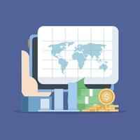 financial data concept or investment market profit report. Business Data Analysis. analysis tab with graphs and statistics. business financial success report. flat illustration. vector