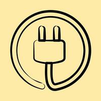 Icon power plug. Renewable energy elements. Icon in hand drawn style. vector