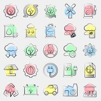 Icon set of renewable energy. Renewable energy elements. Icon in color spot style. vector