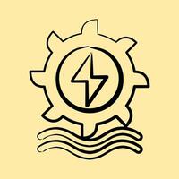 Icon hydro power. Renewable energy elements. Icon in hand drawn style. vector