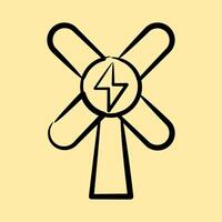 Icon wind energy. Renewable energy elements. Icon in hand drawn style. vector
