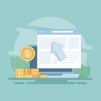 PPC marketing concept, pay per click or CPC PPC, Website paid advertising, internet advertising, Pay per click. Illustrations for websites, pages, apps, posters and banners. Flat illustration. vector