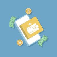 Digital wallet icon. Payment receipt. Customizable e-wallet with digital currency and various financial tools enhances the convenience of online transactions. flat style illustration vector