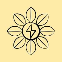 Icon power of nature. Renewable energy elements. Icon in hand drawn style. vector