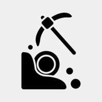 Icon mining. Crypto currency elements. Icon in glyph style. vector