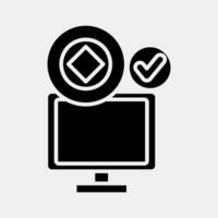Icon crypto accepted. Crypto currency elements. Icon in glyph style. vector