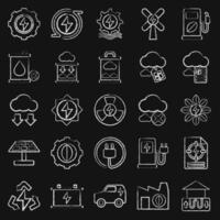 Icon set of Renewable Energy. Renewable Energy element. Icon in chalk style. vector