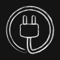 Icon power plug. Renewable energy elements. Icon in chalk style. vector