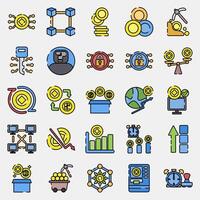 Icon set of crypto. Crypto currency elements. Icon in filled line style. vector