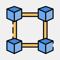 Icon block chain. Crypto currency elements. Icon in filled line style. vector