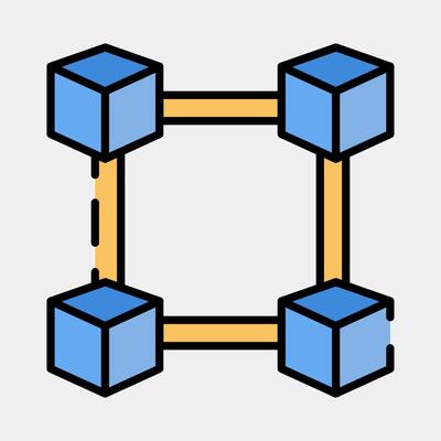 Icon block chain. Crypto currency elements. Icon in filled line style.