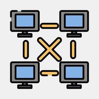 Icon peer to peer. Crypto currency elements. Icon in filled line style. vector