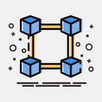Icon block chain. Crypto currency elements. Icon in MBE style. vector