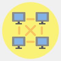Icon peer to peer. Crypto currency elements. Icon in color mate style. vector