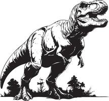 Monochrome dinosaur T-Rex walking in stylized pose vector