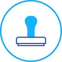 Simple blue stamp illustration on white background, symbol of approval or validation vector
