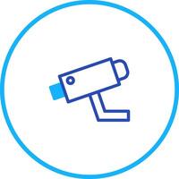 Surveillance Camera Icon in Blue, Security System Illustration Inside Circle vector