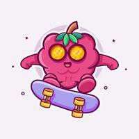 cool raspberry fruit character mascot playing skateboard isolated cartoon vector