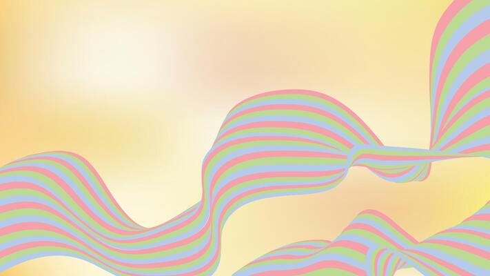 Colorful pastel wave stripes flowing on soft gradient background for abstract modern design