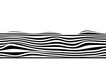 High contrast black and white abstract line pattern with dynamic wave distortion for modern art design vector